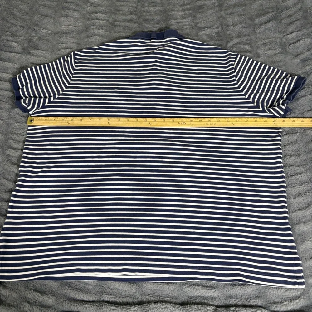 Polo Ralph Lauren Mens XXL Classic Fit Navy Blue White Striped Short Sleeve Polo